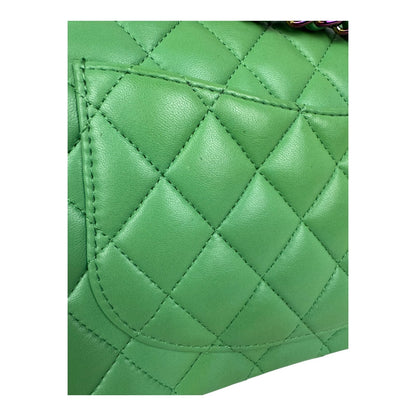 Chanel Lambskin Double Flap Green w/ Oil Slick HW