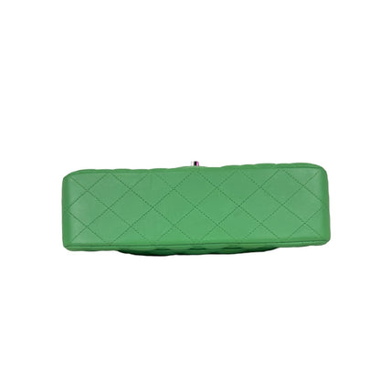 Chanel Lambskin Double Flap Green w/ Oil Slick HW